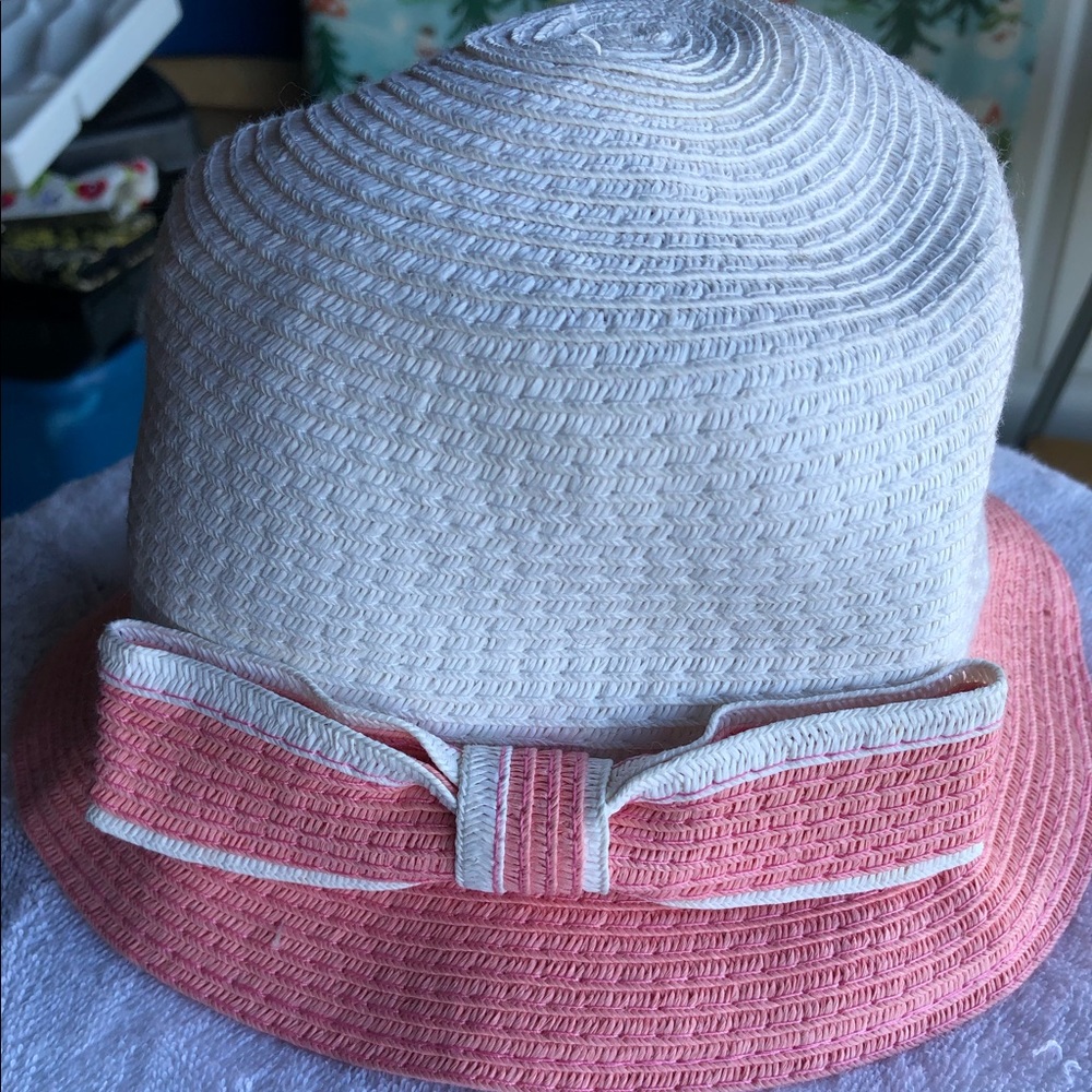 White and pink sun hat